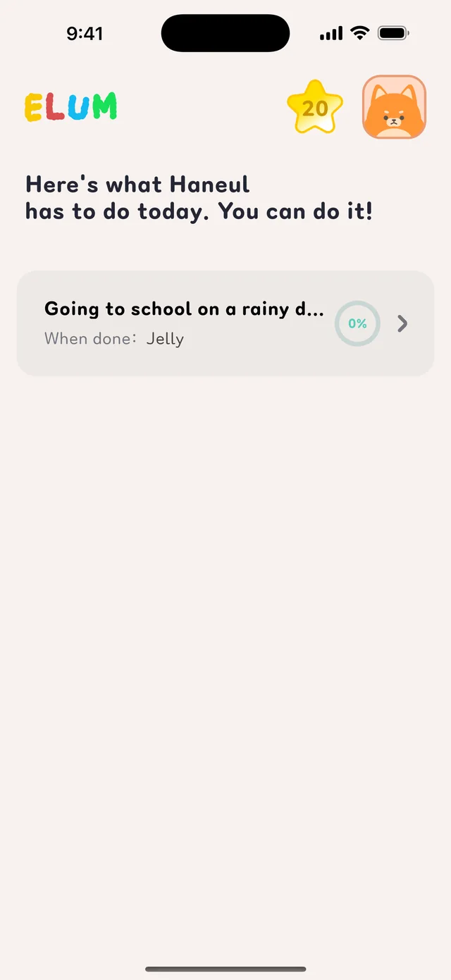 Today's steps at a glance on Elumi's phone