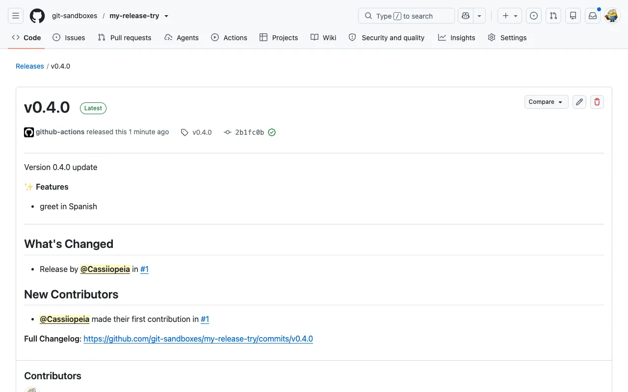 Your GitHub Release